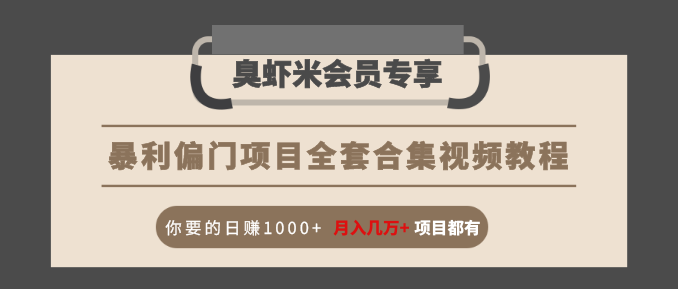 暴利偏門項(xiàng)目全套合集視頻教程：你要的日賺1000+月入幾萬+項(xiàng)目都有